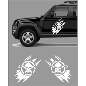 Sticker Usta Kurukafa Punisher 2 Adet Araba Oto 4x4 Offroad Kamp Adventure Sticker 00100