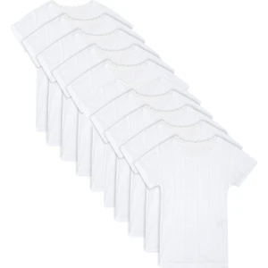 Özkan Underwear Özkan 42780 10'lu Paket Kız Çocuk Transferli %100 Pamuklu Ribana Esnek Rahat Kısa Kollu Fanila Atlet Tişört