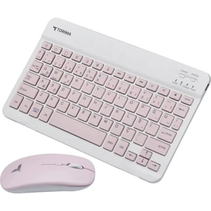 Bluetooth Kablosuz Klavye ve Mouse Seti Pembe Tmk-04