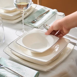 Square Bone Mensa 52 Parça 12 Kişilik Yemek Takımı Platin