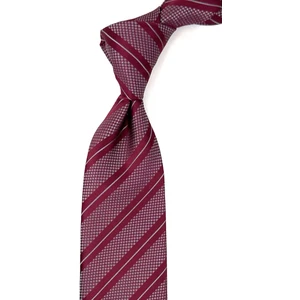 Bordo Çizgi Desen Mendilli Klasik Kravat KK12696