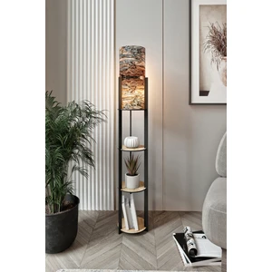 Dora Meşe Yuvarlak Raflı Mist Modern Dekoratif Lambader