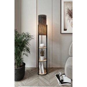 Dora Meşe Yuvarlak Raflı Wave Modern Dekoratif Lambader