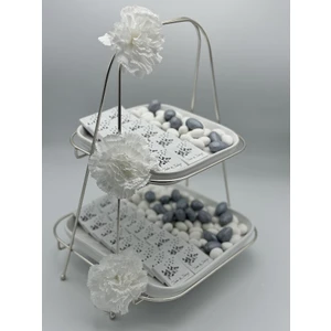 Mirabella Gift Iki Katlı Stand Kare 50 Adet Süslemeli Kız Isteme Çikolatası, Söz Nişan Çikolatası,bebek Çikolatası