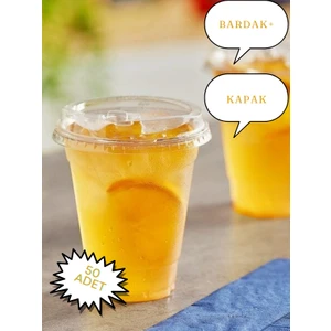 Pem Ambalaj Plastik Pet Milkshake Limonata Bardak Kapak 50 Adet