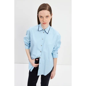 Stella Pulvis Mavi Su Taşlı Oxford Gömlek