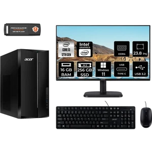 Aspire TC1760 Intel Core I3 12100 16GB 256GB SSD 23.8" Fhd Monitör W11P DT.BHUEM.004 Masaüstü Bilgisayar & Per4 USB Bellek DTBHUEM004MNT411