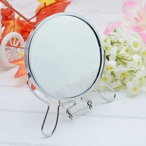 Masa Üstü Silver 14,5 Cm. Çift Taraflı Büyüteç Yuvarlak Metal Masa Aynası CIN718