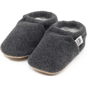 Ella Bonna Polar Bebek Pandufu Ev Patiği, Kaydırmaz Taban, Organik Pamuk Astar Kreş Ayakkabısı, Antrasit Gri