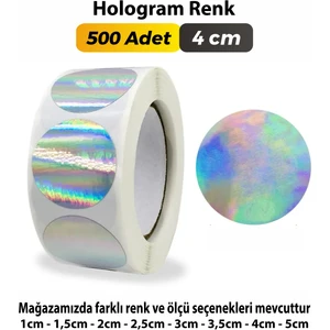 Sb Store Hologram Etiket Çok Amaçlı Yuvarlak Kesim Ambalaj Etiketi 4cm 500Adet