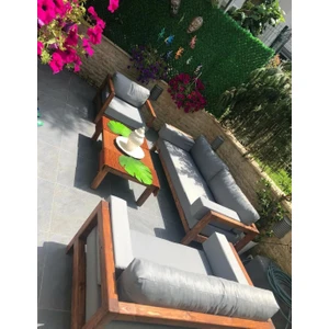Bella 3+2+1 Bahçe Balkon Teras Ahşap Oturma Grubu