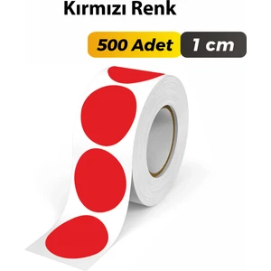 Sb Store Kırmızı Renkli Etiket Çok Amaçlı Yuvarlak Kesim Ambalaj Etiketi 1cm - 500 Adet