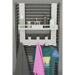 Beyaz Raflı Havlupan Askısı Banyo Petek Askısı ve Raflı Havlu Askılığı, Banyo Peteği Askılığı MT105B
