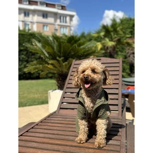 Salya Store Organik Pamuk Kumaş Köpek Bornozu Haki