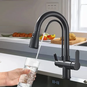 Rena Design Arıtmalı Spiralli Mutfak Evye Bataryası Siyah Fonksiyonel 2 Modlu