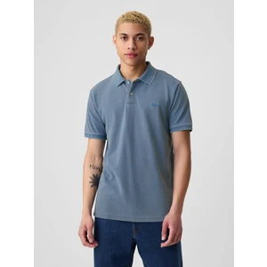 Erkek Açık Mavi Gap Logo Piqué Polo Yaka T-Shirt