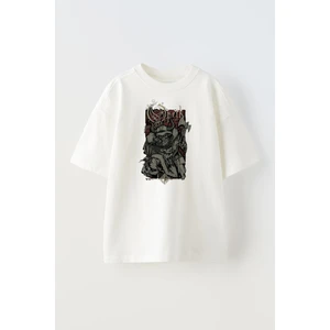 Nmg Tekstil Unisex Beyaz Oversize Pamuk Opeth Baltalı Poster Baskılı Örme T-Shirt