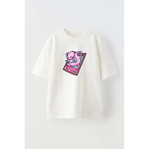 Nmg Tekstil Unisex Beyaz Oversize Pamuk Powerpuff Pokemon Baskılı Örme T-Shirt