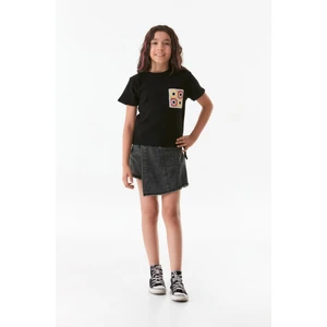 Fullamoda Fitilli Cepli Bisiklet Yaka Kız Çocuk T-Shirt