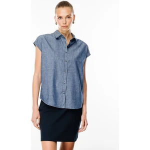 Denim Trip Rahat Gömlek Yaka Indigo Kadın Denim Gömlek DT10549