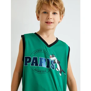 Lisanslı Atlet Sylvester Baskılı V Yaka Kolsuz