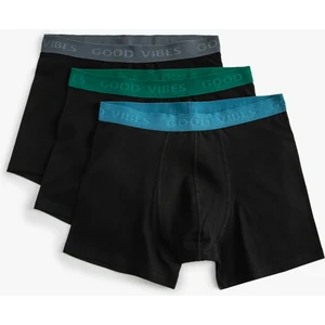 3'lü Boxer Seti Slogan Baskılı Pamuklu