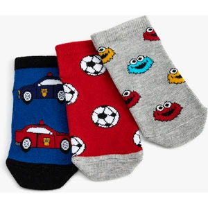 3'lü Desenli Patik Çorap Seti