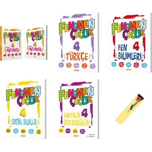 Fenomen Çocuk 4. Sınıf Matematik 1 - Matematik 2 - 4. Sınıf Türkçe - 4. Sınıf Fen Bilimleri 6'lı Set + Fosforlu Kalem