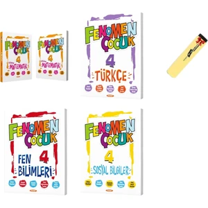 Fenomen Çocuk 4. Sınıf Matematik - Türkçe - Fen Bilimleri - Sosyal Bilgiler 5'li Set + Fosforlu Kalem
