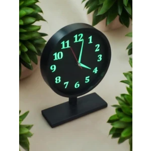 Fosforlu Siyah Masa Saati Camsız 8 Adet Silikon Kek Kalıbı Hediyeli