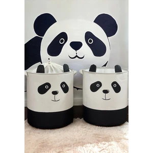 Rope Home Panda Tasarımlı 2' Li Bebek Çocuk Odası Düzenleyici Saklama Kutusu Oyuncak Kirli Sepeti 37X40