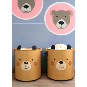 Rope Home Bear Tasarımlı 2'li Bebek Çocuk Odası Düzenleyici Saklama Kutusu Oyuncak Kirli Sepeti 37X40