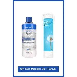Çift Fazlı Micellar Su 390 ml + Watsons Yuvarlak Makyaj Pamuğu 100 Adet