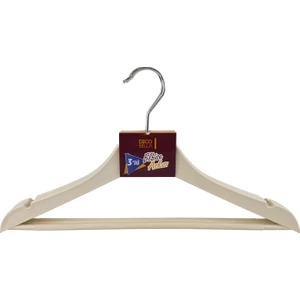 Ahşap Görünümlü 3'Lü Plastik Askı - Krem