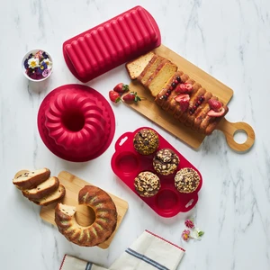 Nova Bake Silikon 3'lü Kek Kalıbı Seti Bordo