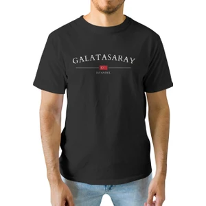 Bs Moda Unisex Galatasaray Baskılı Siyah Basic Tshirt
