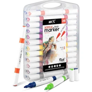Art x Acrylic Duo Marker Çift Uçlu Su Bazlı Boyama Kalemi 24 Renk Set 18054