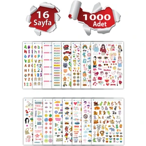 Cabuk Baskı Etiket Kitabı, Sticker Book, 1000 Adet Mega Set 16 Sayfa A5 Boyut, Defter, Kitap, Ajanda Etiket Seti