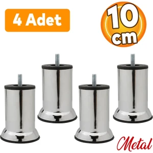 Mobilya Kanepe Baza Koltuk Destek Yükseltme Ayağı M8 Civatalı Krom Metal Ayakları 10 cm 4 Adet