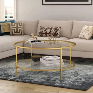 Tino Furniture Roma Gold 2 Raflı Orta Sehpa Temperli Cam (Kırılmaz)