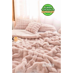 Evlen Home Collection Kürk Yorgan Çift Kişilik Dolgulu Peluş Yumuşak Wellsoft Çift Taraflı Yatak Örtüsü 3 Parça Set Loria
