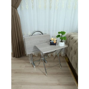 Evko Mobilya Çanta Zigon Sehpa, 4'lü Sehpa, Zigon Sehpa, Servis Sehpası, Mdf Mebran Sehpa, Katlanır Sehpa, Krom