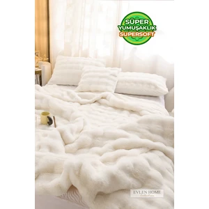 Evlen Home Collection Kürk Yorgan Tek Kişilik Dolgulu Peluş Yumuşak Wellsoft Çift Taraflı Yatak Örtüsü 2 Parça Set Loria Krem Kırık Beyaz