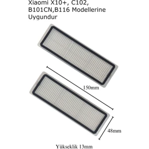 Xiaomi 2'li Hepa Filitre Xiaomi X10+, Mijia Omni2 , Omni 1s (C102 Cn, B101CN B116)