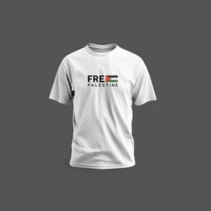 Tişört, Kısa Kollu Unisex Free Palestine Yazılı Ve Filistin Bayraklı Dijital Baskılı Tişört.