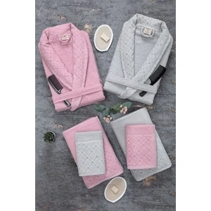 Hayal 12 Parça Kutulu Jakarlı Bornoz Takımı Bornoz Havlu & Havlu Seti  Banyo Çeyiz Seti