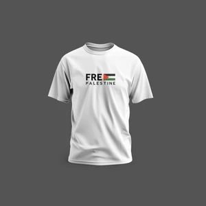 Tişört, Kısa Kollu Unisex Free Palestine Yazılı Ve Filistin Bayraklı Dijital Baskılı Tişört.