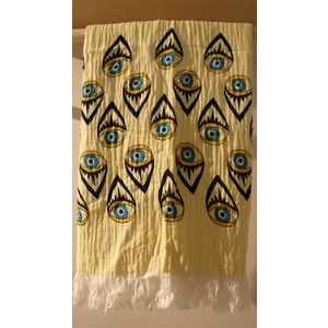 Müslin Göz Nazar Peştamal -  Pamuk- 100X180- Peştemal- Plaj Havlusu- Nazar Desen