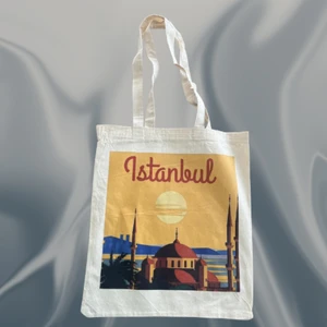 Istanbul Baskılı Ham Bez Çanta