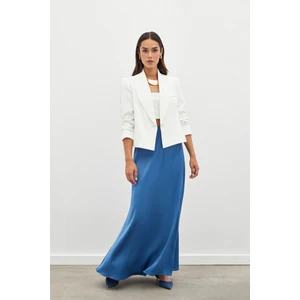 Uzun Saten Etek - İndigo
